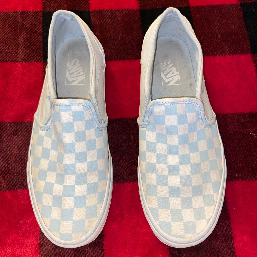 Light Blue Checkered Vans